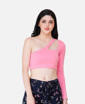 Scorpius Pink One Shoulder Crop Top
